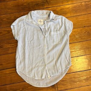 Blue & white stripped linen tee